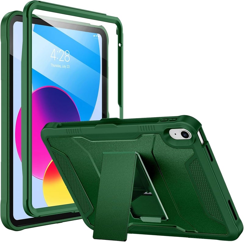Soke Case for iPad (A16) 11th Generation 11-inch 2025, iPad 10th Generation 10.9-inch 2022, with Built-in Screen Protector and Kickstand, Rugged Full Body Protective Cover - Alpine Green - Image 1